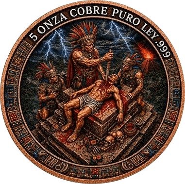 Aztec Sacrifice 5 AVDP oz Copper Round — back
