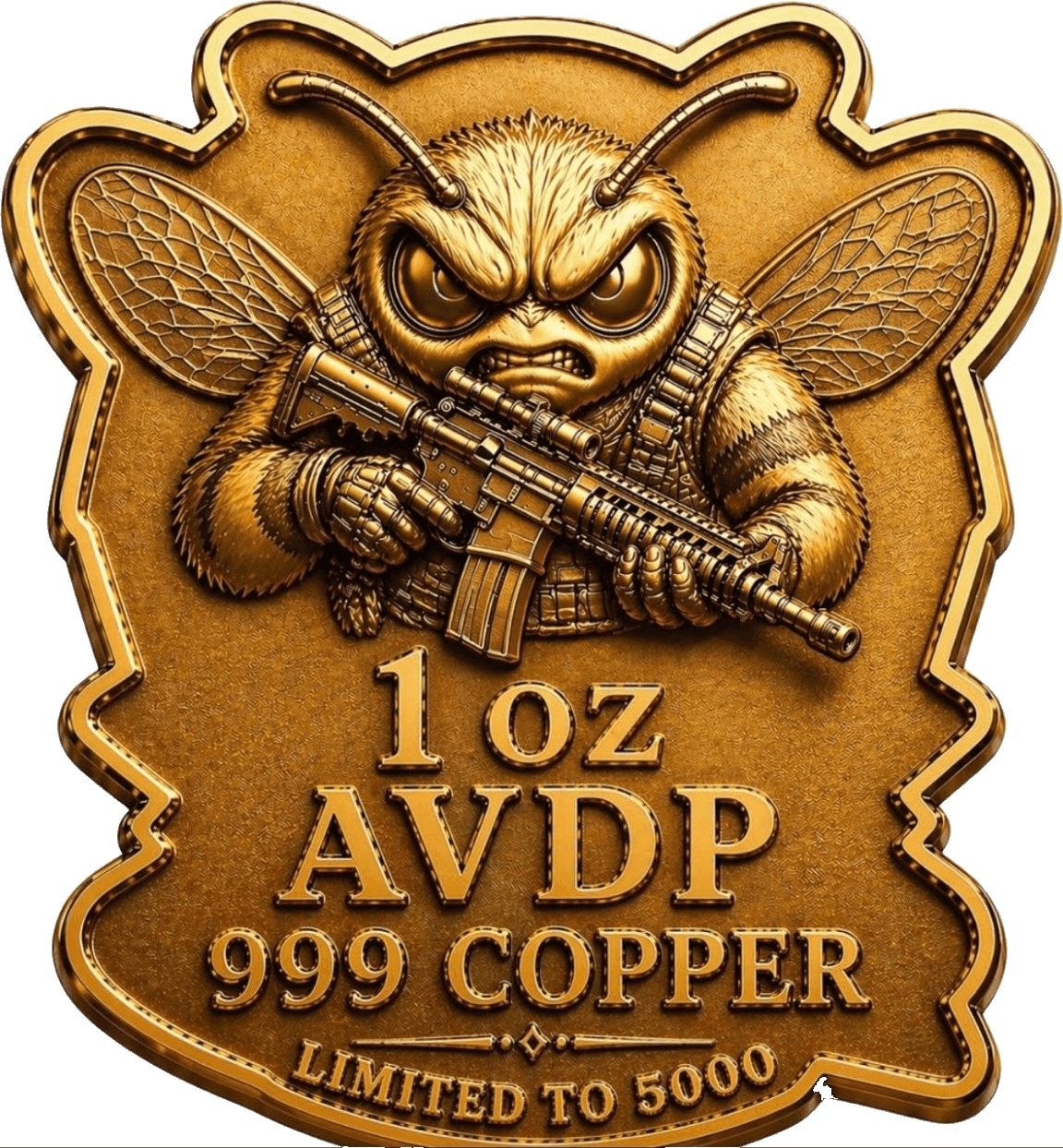 Bee Strapped 1 oz Copper — Shaped Round — back