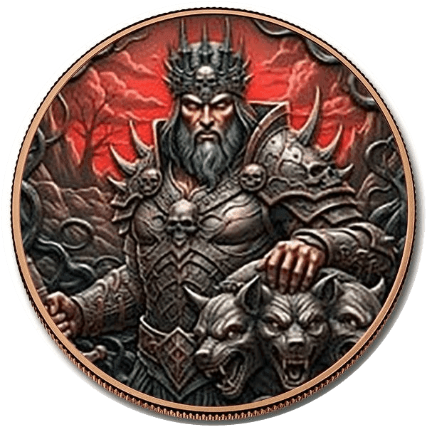 Cerberus 5 oz Colorized Copper Round β Liberia 2026 β front