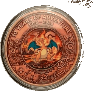 Charizard β 30 Years of Adventure 1 oz Colorized Copper β front