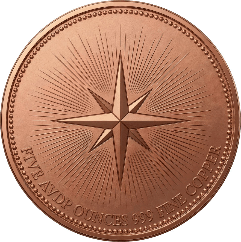 Jeweled Elephant 5 AVDP oz Colorized Copper Round — back