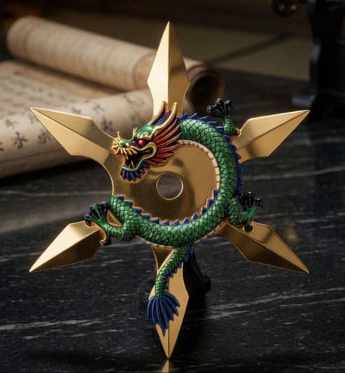 Imperial Dragon 2 oz Ninja Star β Series 1 (Green Edition, Gold Gilded)