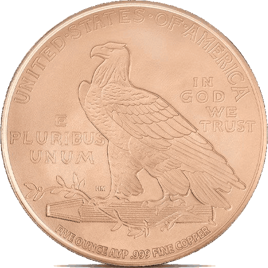 Indian Head 5 oz Copper Round — back