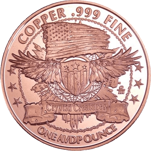 The Jersey Devil 1 AVDP oz Copper Round — Cryptid Creatures — back