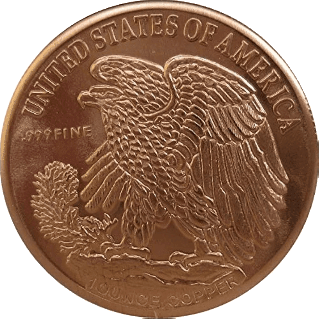 Walking Liberty 1 oz Copper Round — back