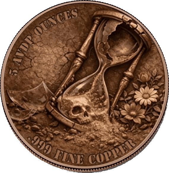 Memento Mori, Memento Vivere 5 oz Colorized Copper Round — back