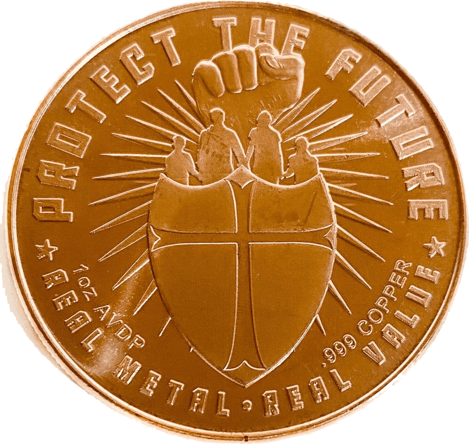 Men & Arms 1 AVDP oz Copper Round — Safety In Numbers — back