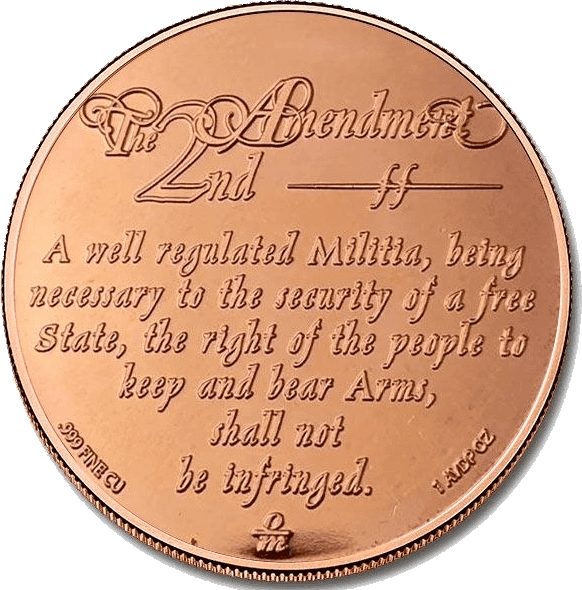 The 2nd Amendment Minuteman 1 oz Copper Round — back