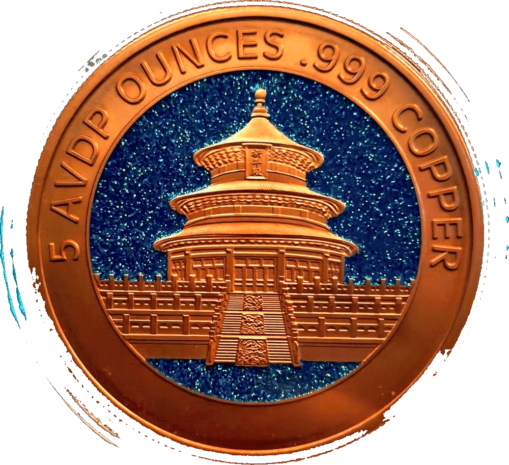 Panda Family 5 oz Colorized .999 Copper Round — back