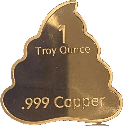 Poop Emoji 1 oz Copper — Shaped Round — back