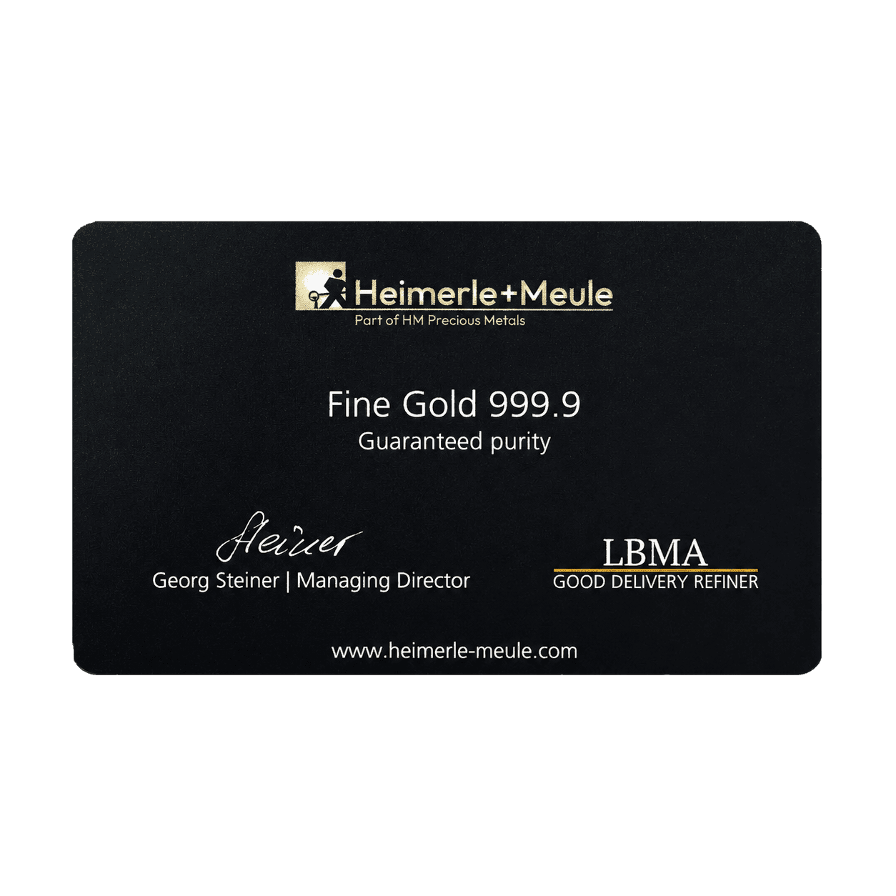 Heimerle + Meule Secain Card — 1/200 oz Fine Gold — back