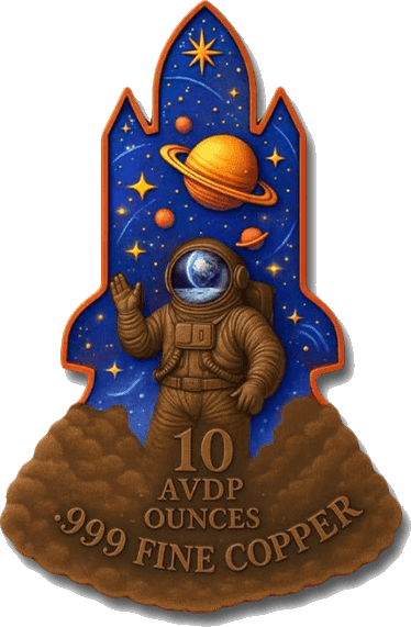 Space Shuttle Discovery 10 AVDP oz Colorized Copper — back