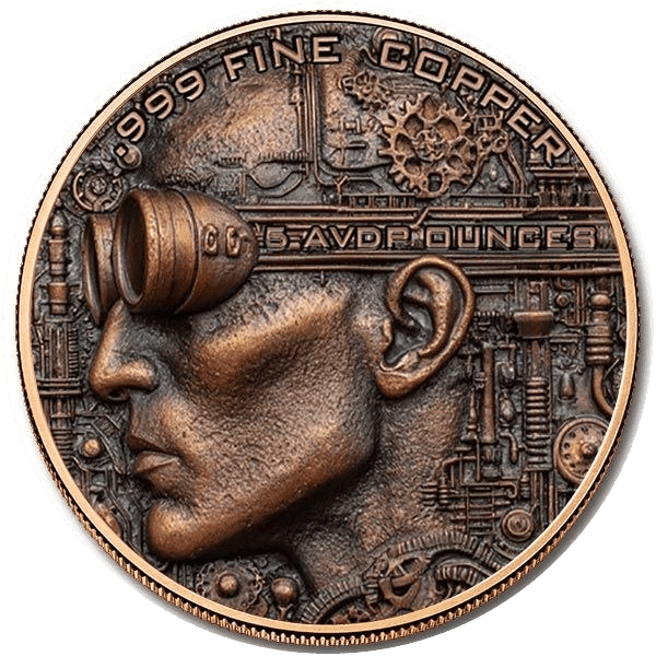 Steampunk Visions 5 oz Colorized Copper Round — back