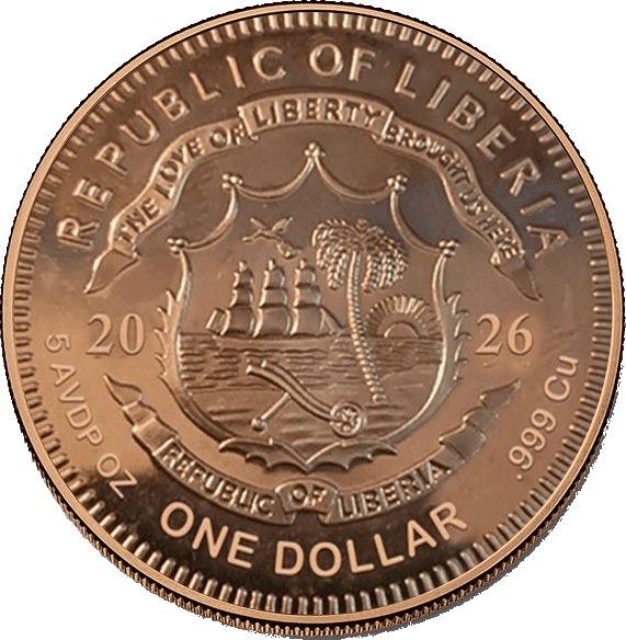 Sunken Shipwreck 5 oz Colorized Copper Round — back