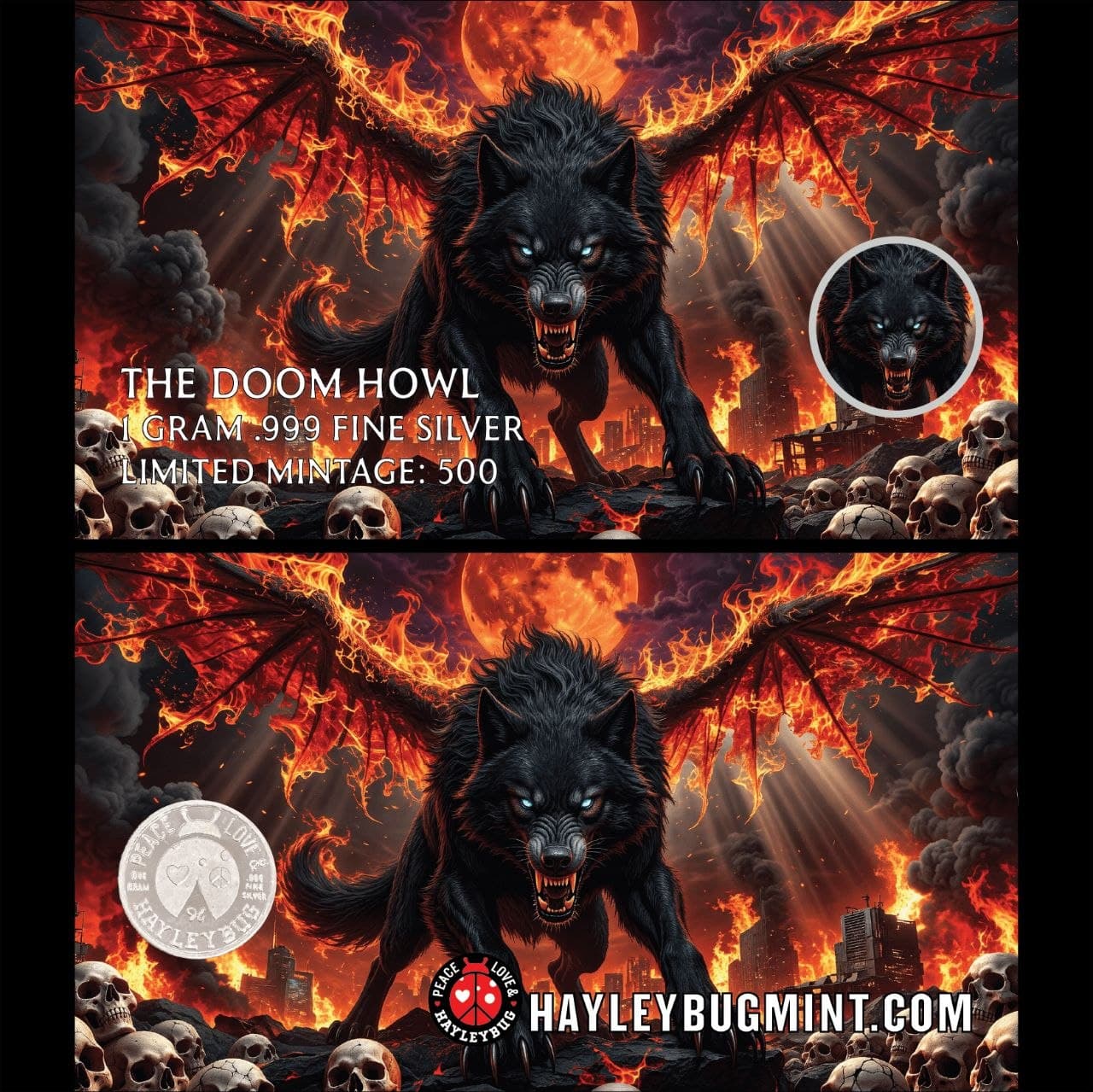 The Doom Howl 1g .999 Silver — HayleyBug Mint — back