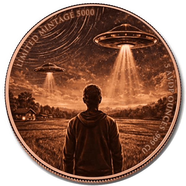 UFO Encounter 5 oz Colorized Copper Round — back