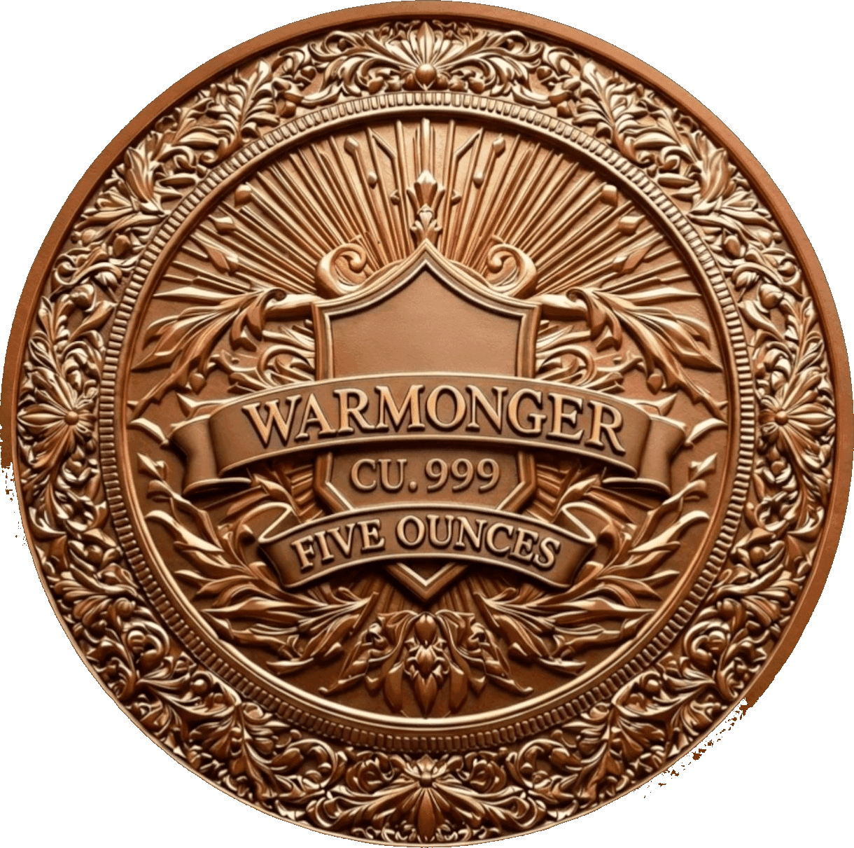 Warmonger 5 oz Copper Round — back