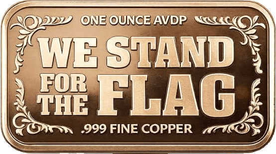 We Stand For The Flag 1 oz Colorized .999 Copper Bar — back