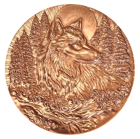 Animal Portrait 1 Troy oz Copper Rounds — 4-Coin Set — Wolf