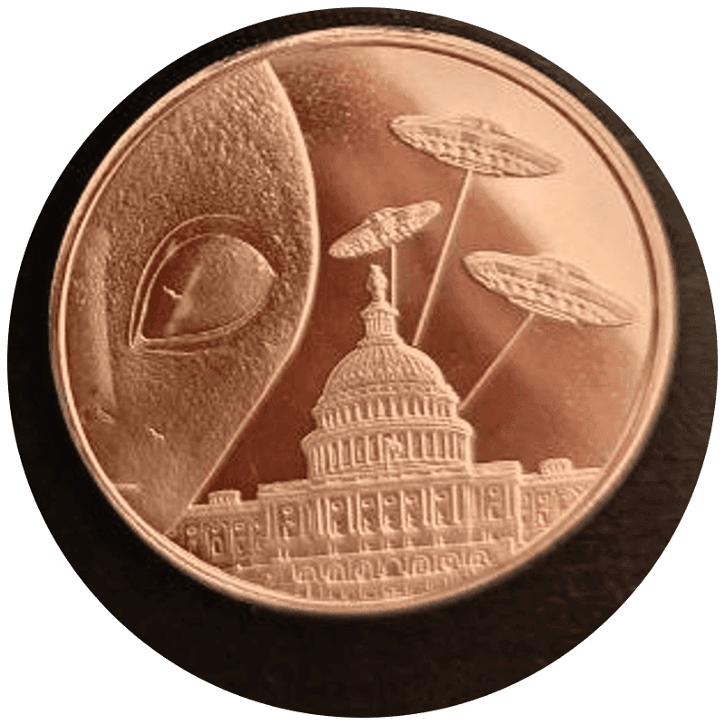 Area 51 1 AVDP oz Copper Round β UFOs Over the Capitol β front