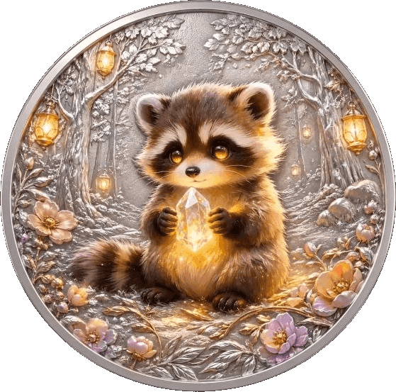 Cosmic Raccoon 1 oz Colorized Copper Round β front
