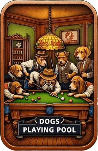 Dogs Playing Pool 5 oz Copper Bar β front