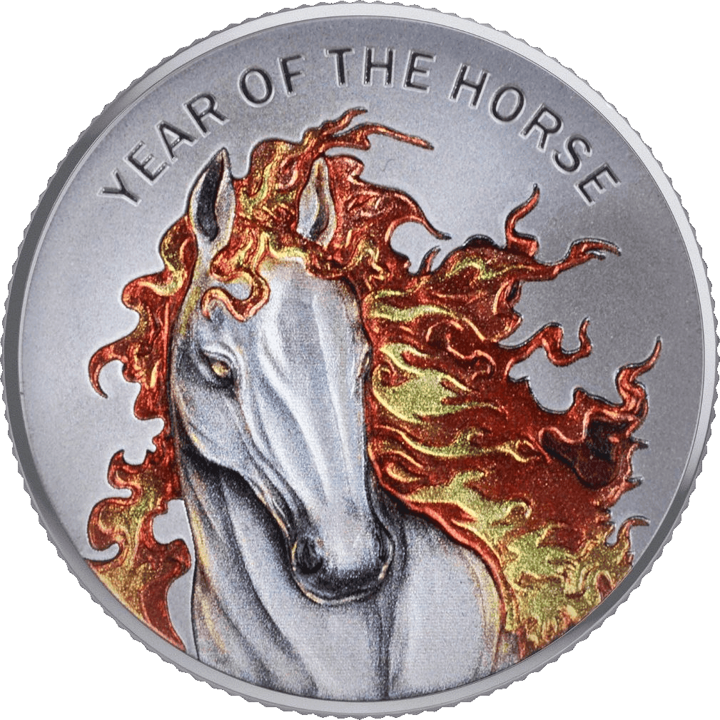 Fire Horse 1 oz Colorized .999 Silver β Lunar Series β front