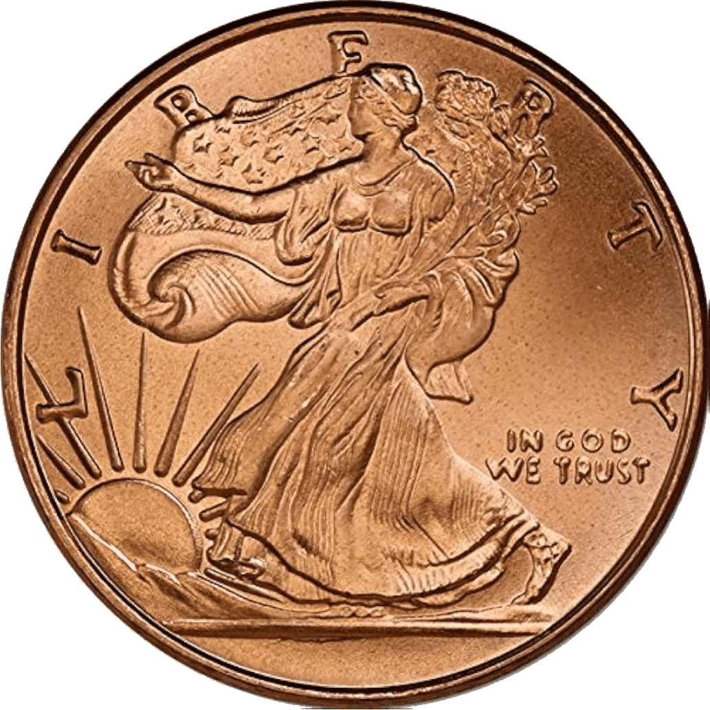 Walking Liberty 1 oz Copper Round β front