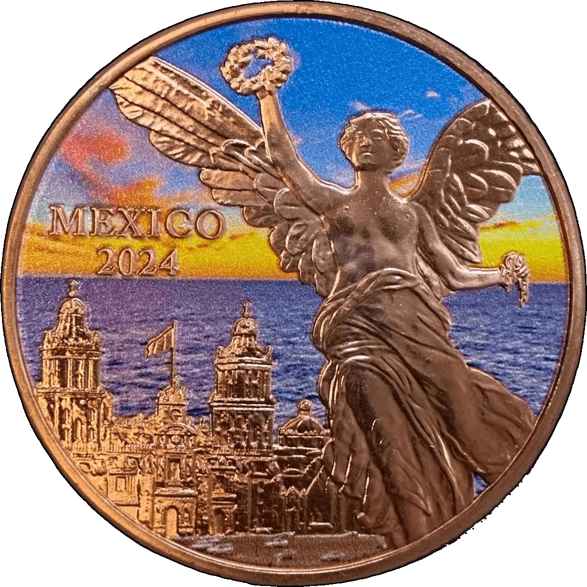 2024 Mexico Libertad Tribute 1 AVDP oz Copper Round β Colorized β front
