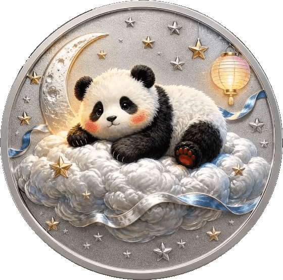Panda & Moon 1 oz Colorized Copper Round β front