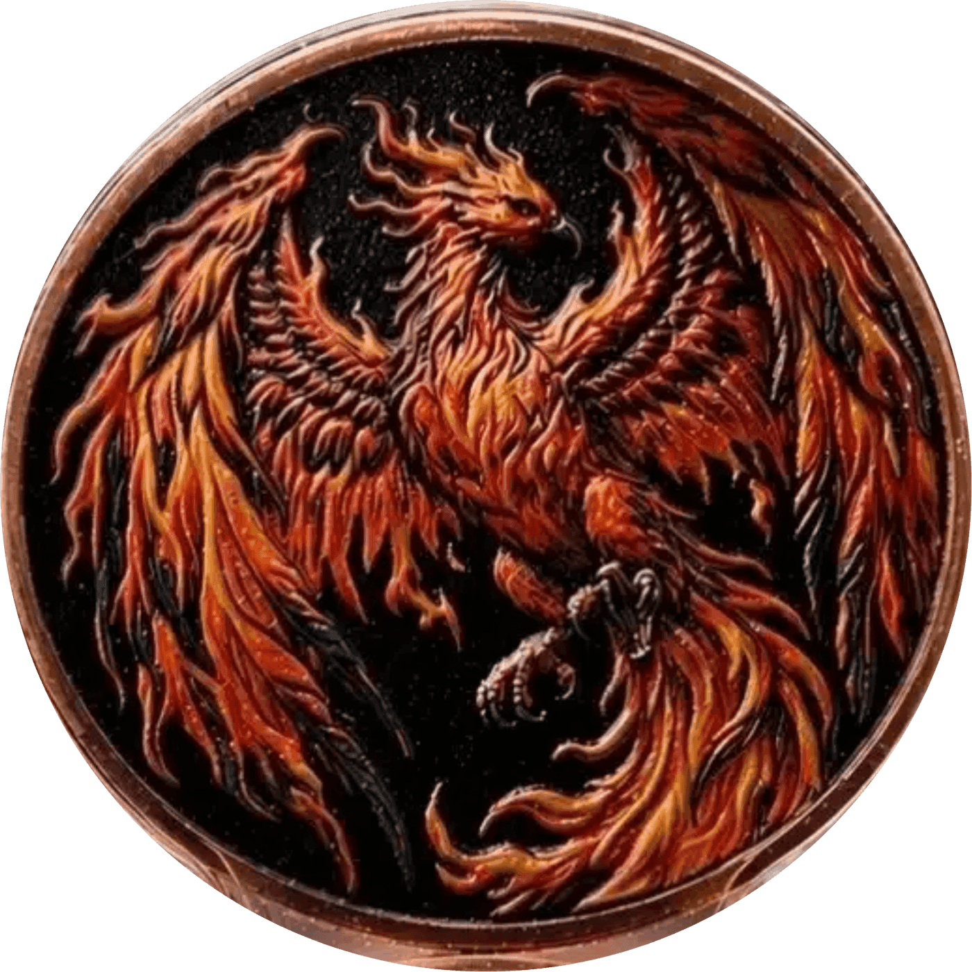 Fiery Phoenix 2 oz Colorized Copper Set β Infinity Capsule β front