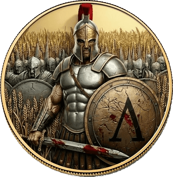 Historic Warriors: Spartan Army 5 oz Gold-Gilded Copper Round β front