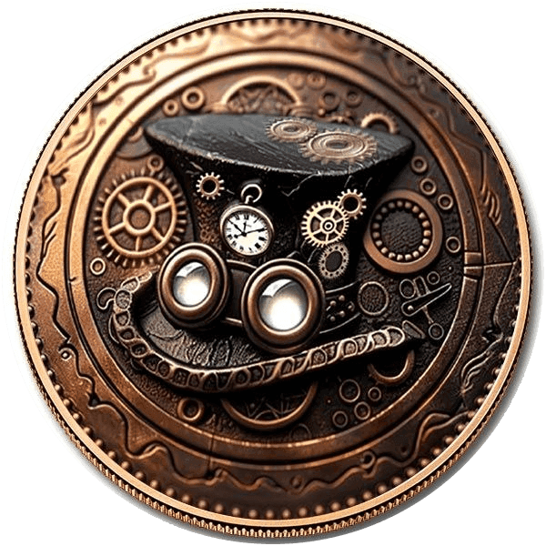 Steampunk Visions 5 oz Colorized Copper Round β front