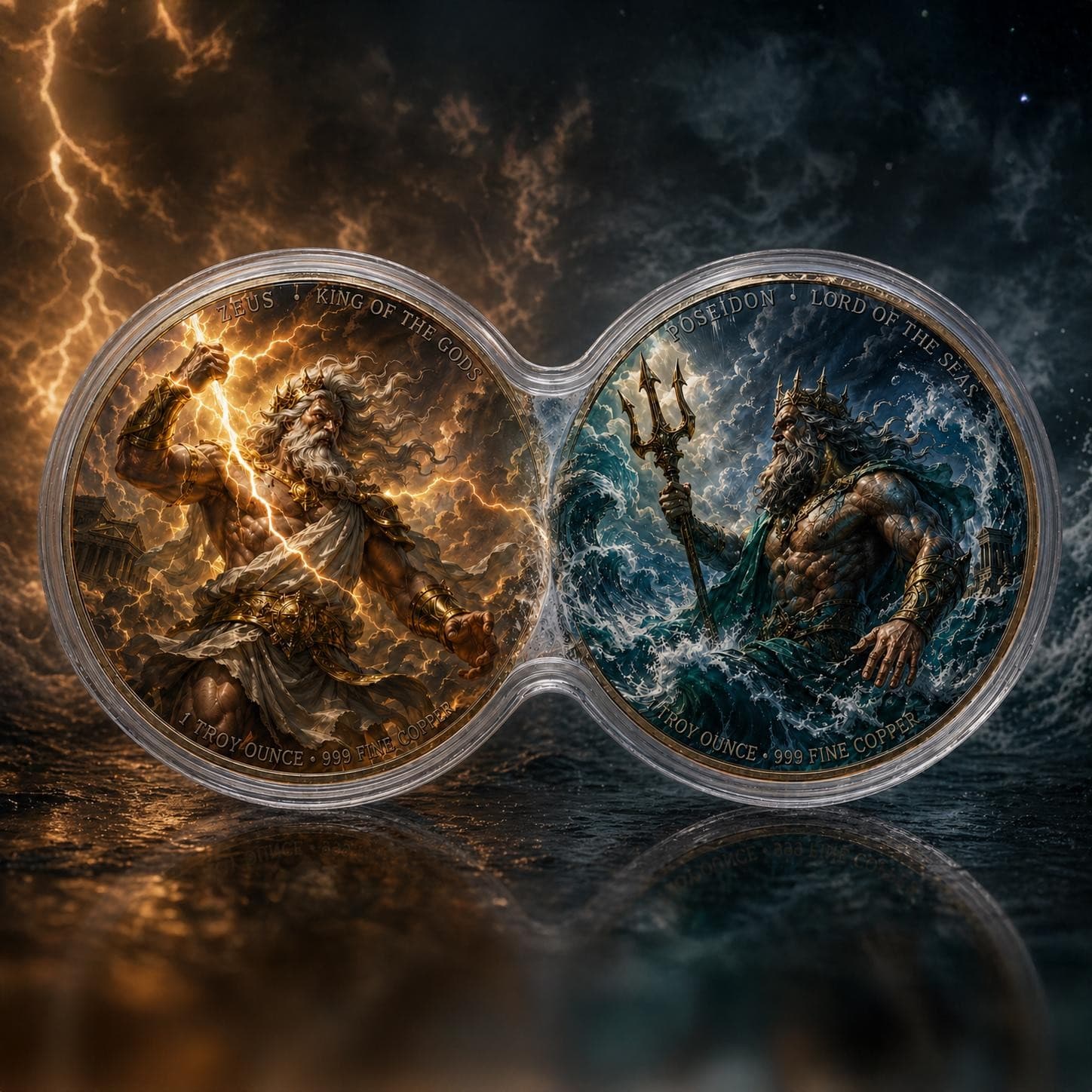 Zeus & Poseidon 2 oz Colorized Copper Set β Infinity Capsule