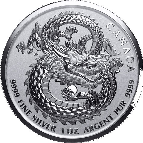 2020 Canada Dragon 1 oz .9999 Fine Silver $5 β front