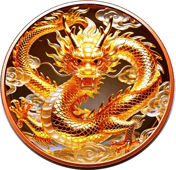 Golden Dragon 1 oz Colorized Copper Round β front